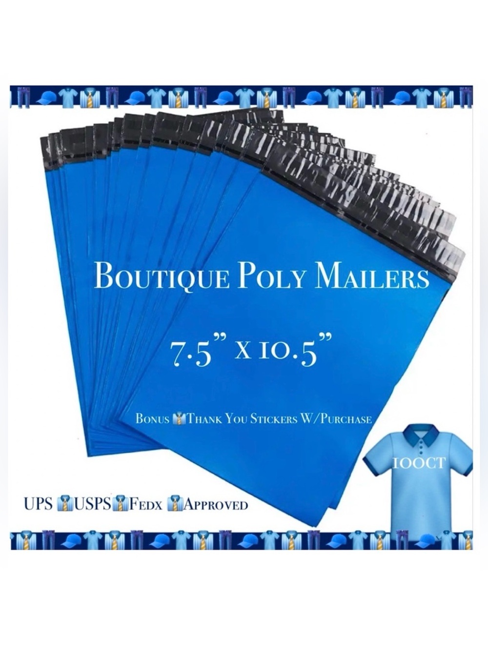100ct ~ 7.5 x 10.5”~Poly Mailer Bag👖🆕👖Plus 😁 100ct Thank You Stickers Included